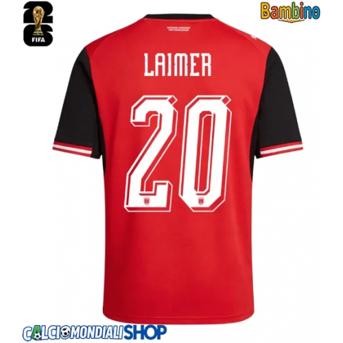 Maglie da calcio Austria Konrad Laimer #20 Prima Maglia Bambino Mondiali 2026  Manica Corta + Pantaloni corti)